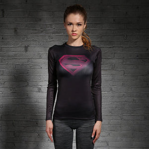 Superman/Batma Long Sleeve T Shirt for Girl/Women