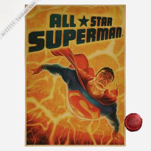 Superman animation Vintage Style Retro Paper Poster 42 X 30 cm